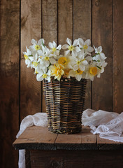 Still life with daffodils in the basket. © MaskaRad