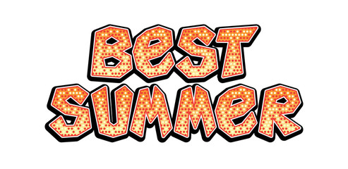 Best summer word in pop art retro comic style. Best summer hand drawn phrase, fun bright lettering.