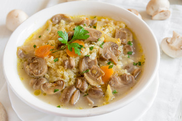 mushroom soup with millet