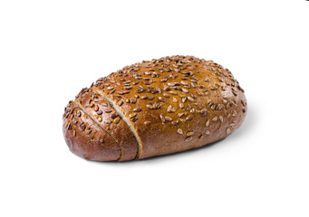 Loaf of Wholemeal Bread on White Background