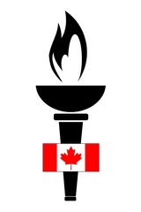 Drapeau du Canada sur la flamme Olympique