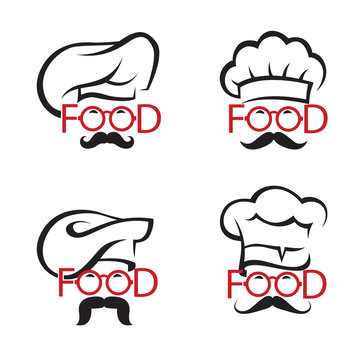 collection of illustrations with mustachioed chefs in glasses as text