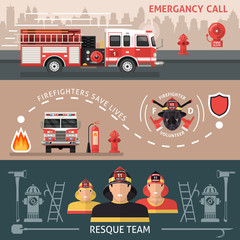 Naklejka premium Firefighter Banner Set
