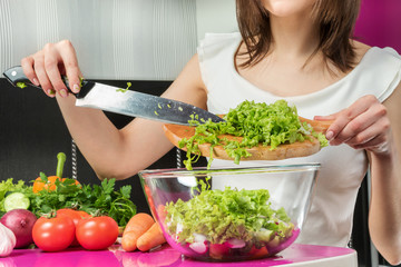 Preparation of a close-up salad