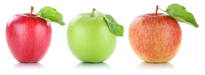 Apfel Frucht Äpfel Früchte Obst rot grün in einer Reihe Freis