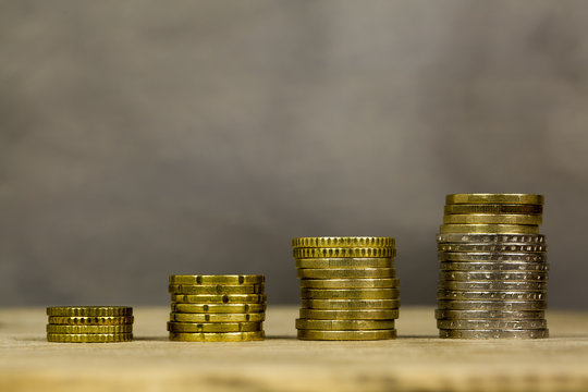 Many coins in columns