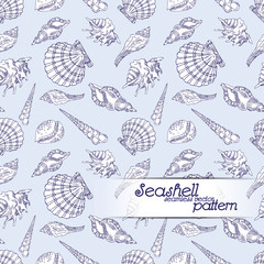 Seashells vector seamless pattern. Sea life, underwater isolated
