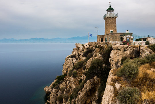 The Melagavi lighthouse near Loutraki (Greece)