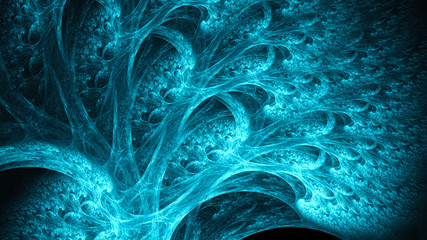 Fototapeta premium Magiczny las w niezwykłych jasnych kolorach. Awangarda i abstrakcja. Tajemnicza tapeta psychodelicznego relaksu. Święta geometria. Fraktal Tapeta wzór pulpitu. Kreatywne projektowanie graficzne grafiki cyfrowej