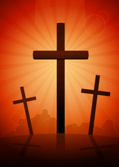 Three wooden crosses