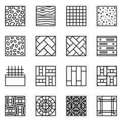 Floor material line vector icons