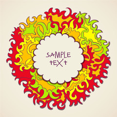 floral color round frame design text template