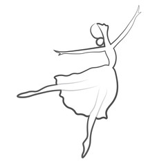 Vector illustrations of ballet icon isolated on white background. Ballet women icon. Ballet stylized symbol. Dance icon. Ballerina in dance silhouettes