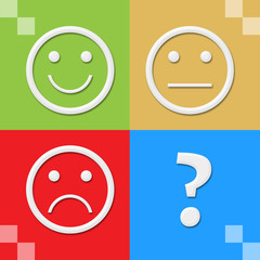 Smile Neutral Sad Faces Colorful Four Blocks 