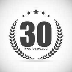 Template Logo 30 Years Anniversary Vector Illustration