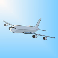 Airplane in the sun, vector illustration - 110358317