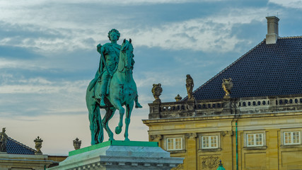 Sculpture of Frederik V on Horseback in Amalienborg Square in Copenhagen from 1768