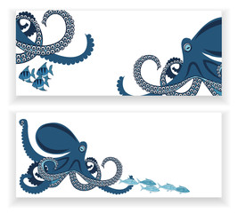 banners with octopus and fish © Miny