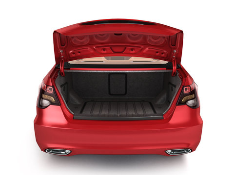 empty open trunk of a car 3d render