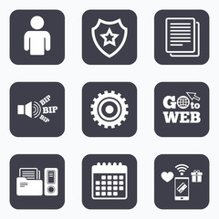 Accounting workflow icons. Human documents.