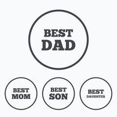 Best mom and dad, son, daughter icons.