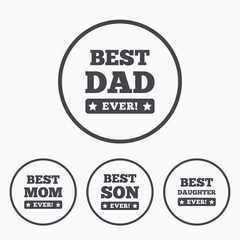 Best mom and dad, son, daughter icons.