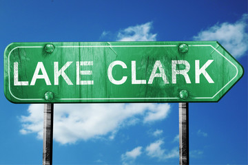 Lake clark, 3D rendering, a vintage green direction sign