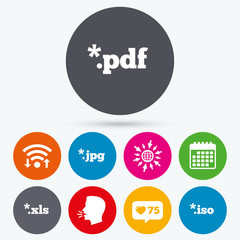 Document signs. File extensions symbols.