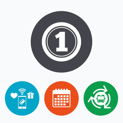 First place award sign. Winner symbol.