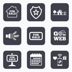 For sale icons. Real estate selling.
