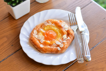 Freshly baked apricot Danish