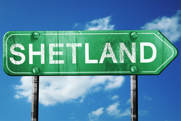 Shetland, 3D rendering, a vintage green direction sign