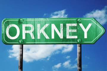 Orkney, 3D rendering, a vintage green direction sign