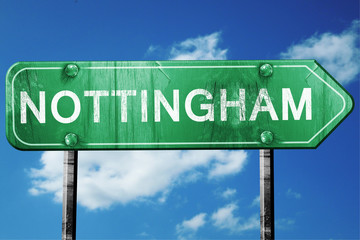 Nottingham, 3D rendering, a vintage green direction sign