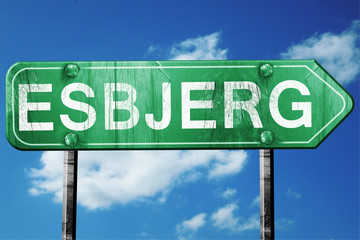 Esbjerg, 3D rendering, a vintage green direction sign