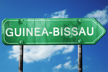 Guinea-bissau, 3D rendering, a vintage green direction sign