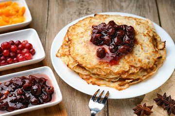 Pancakes and jam 