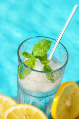 Fresh water with lemon and mint