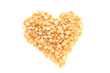 Heart shape made from yellow split peas