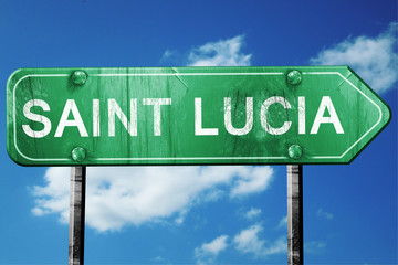 Saint lucia, 3D rendering, a vintage green direction sign