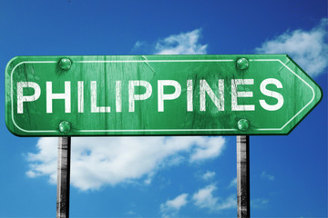 Philippines, 3D rendering, a vintage green direction sign