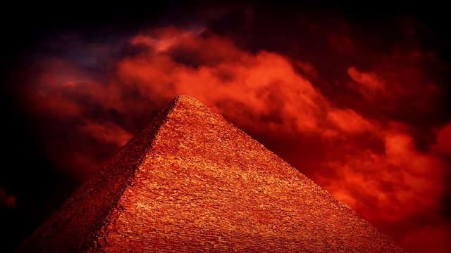 Red Sky Over Pyramid Esoteric Concept