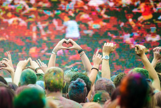 Hands Raised Up At The Concert, Heart Shape