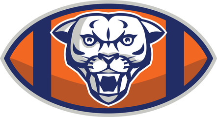 Cougar Mountain Lion Football Ball Retro