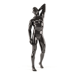 Abstract black plastic human body mannequin over white background. 3D rendering illustration 