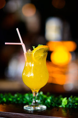 Gin lime cocktail with pineapple juice and served ice cold