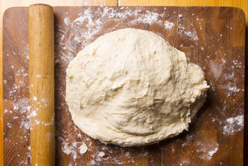 dough on a wooden Board