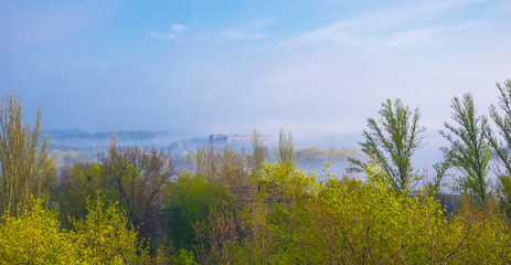city view in the morning mist
