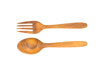 Wooden kitchen spoon and fork