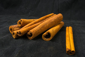 cinnamon on black background